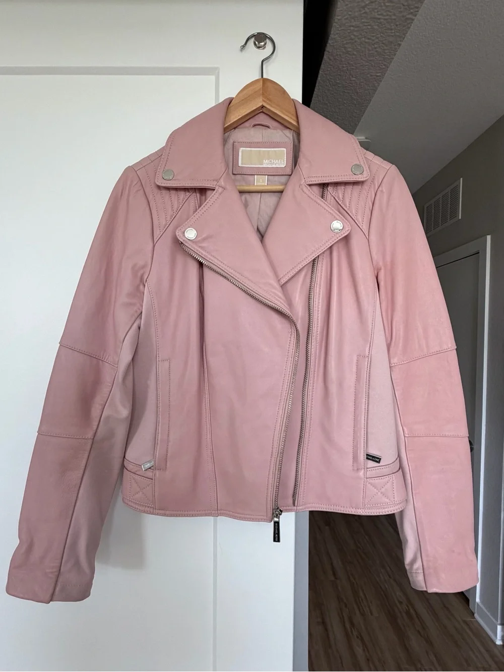 Michael Kors Blush Pink Leather Jacket